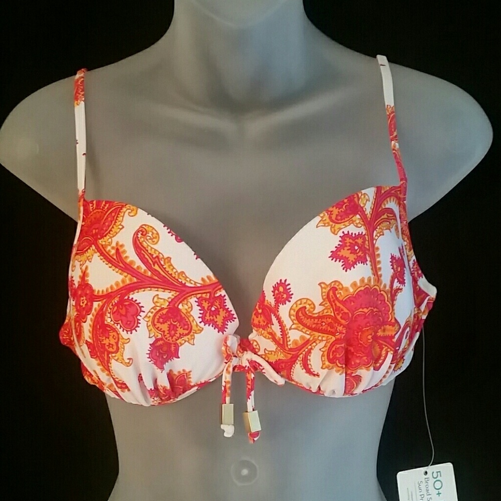Cabana Life white swimsuit push-up top L NWT